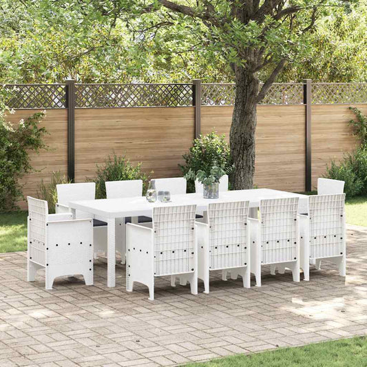 Set da Pranzo per Giardino 11 pcs Bianco Rattan Polt - homemem39