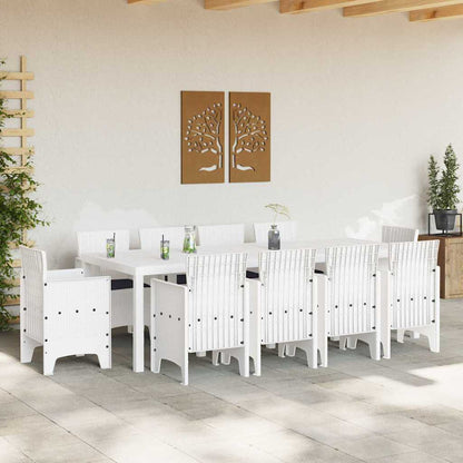 Set da Pranzo per Giardino 11 pcs Bianco Rattan Polt - homemem39