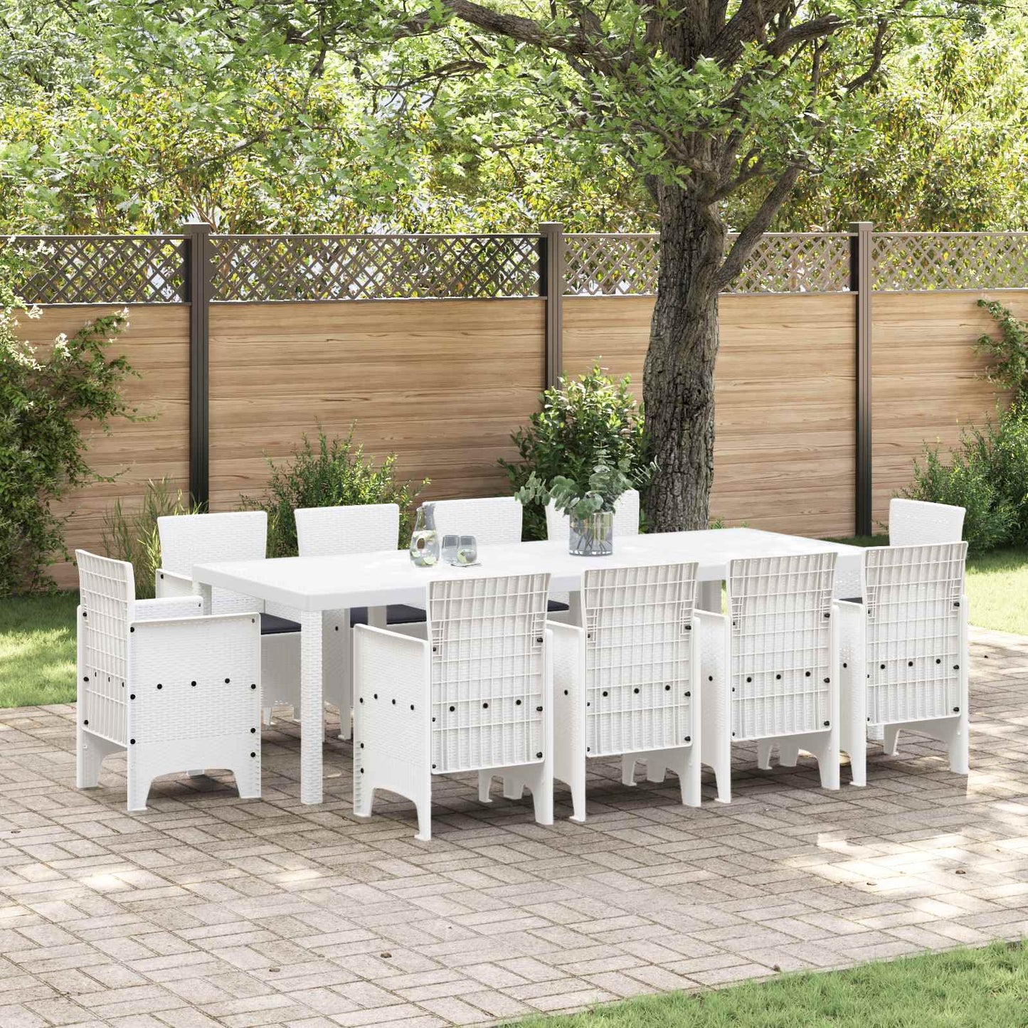 Set da Pranzo per Giardino 11 pz Bianco Polipropilene | homemem39