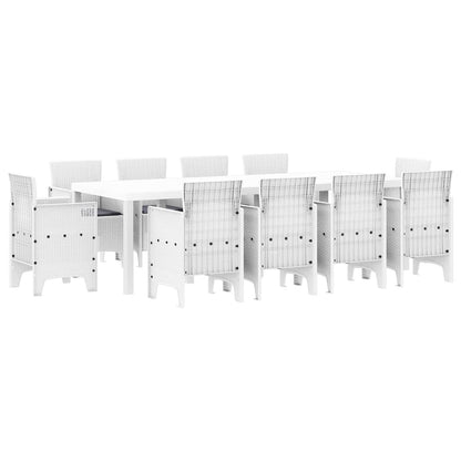 Set da Pranzo per Giardino 11 pz Bianco Polipropilene