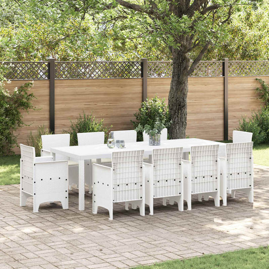 Set da Pranzo per Giardino 11 pz Bianco Polipropilene | homemem39