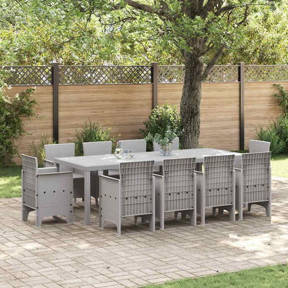 Set da Pranzo per Giardino 11 pcs Grigio chiaro Rattan Polt - homemem39