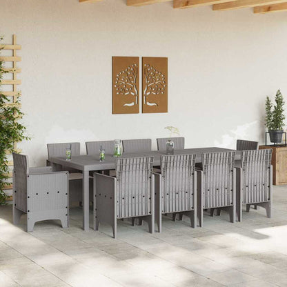 Set da Pranzo per Giardino 11 pcs Grigio chiaro Rattan Polt - homemem39
