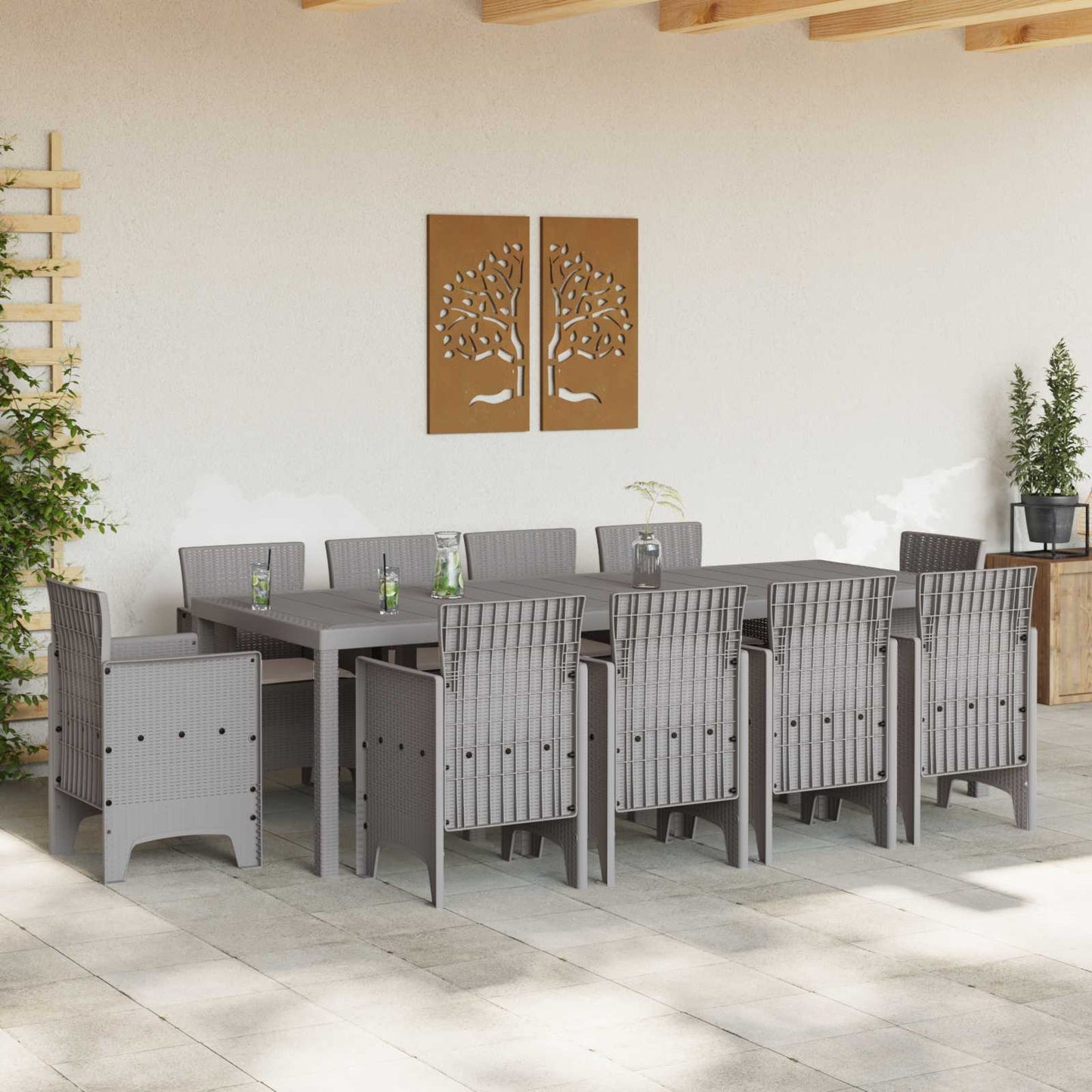 Set da Pranzo per Giardino 11 pz Grigio chiaro Polipropilene | homemem39