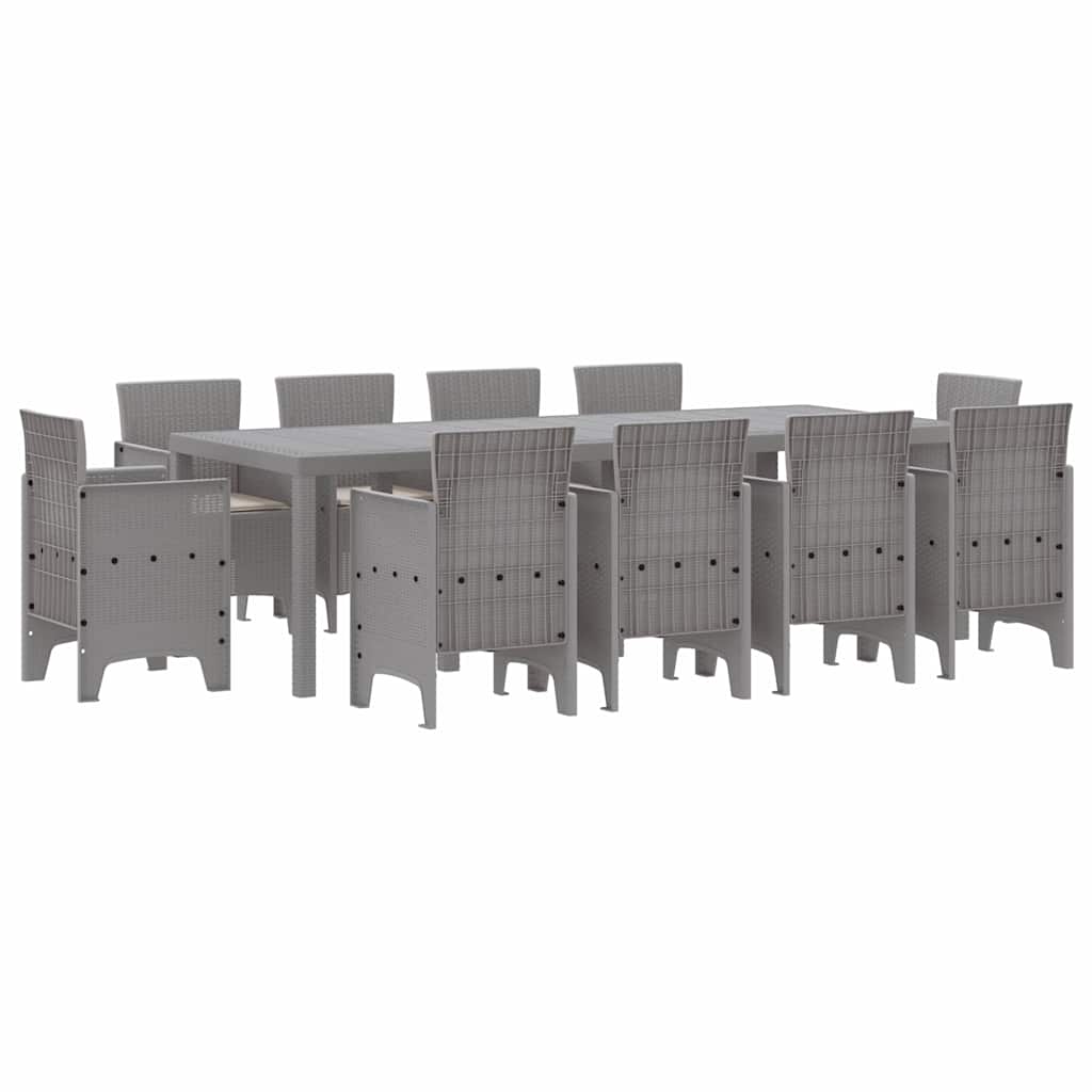 Set da Pranzo per Giardino 11 pcs Grigio chiaro Rattan Polt - homemem39