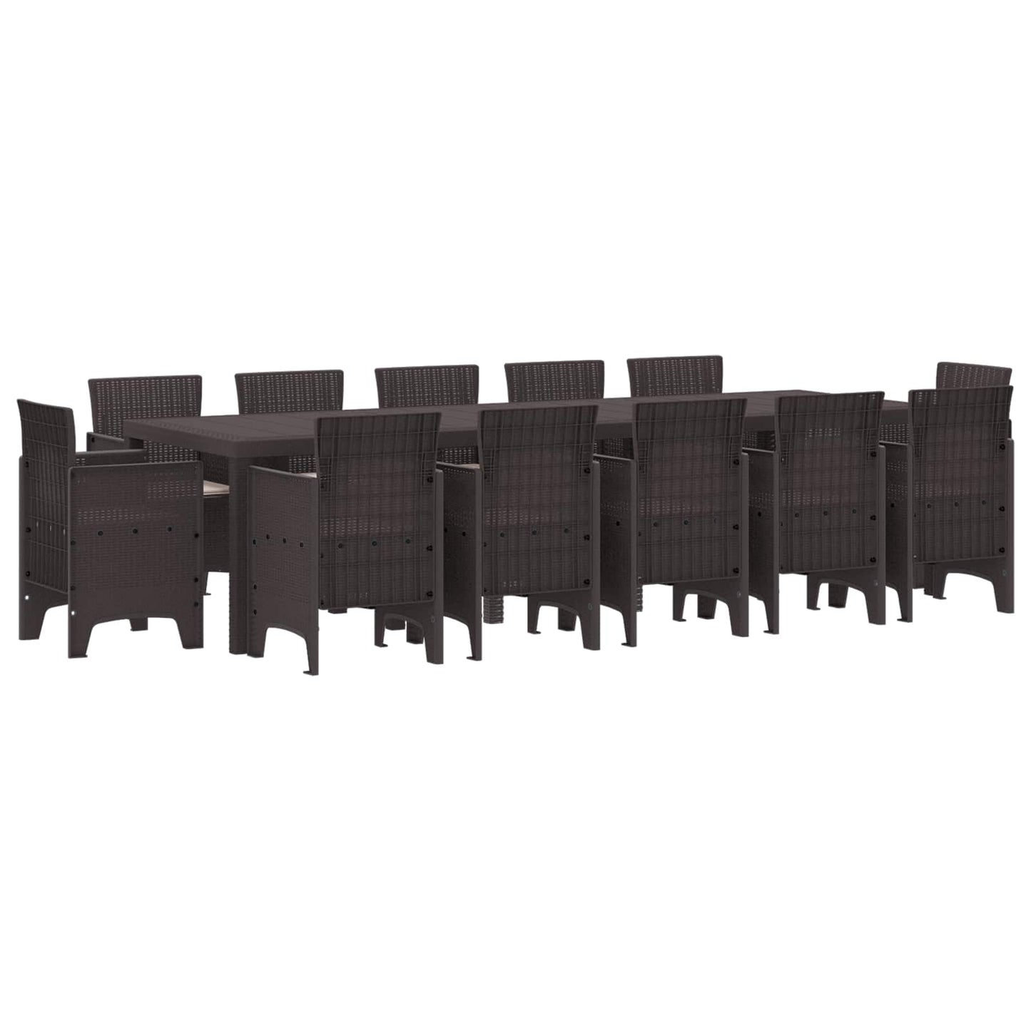 Set da Pranzo per Giardino 13 pcs Marrone e taupe Poly Rattan | homemem39