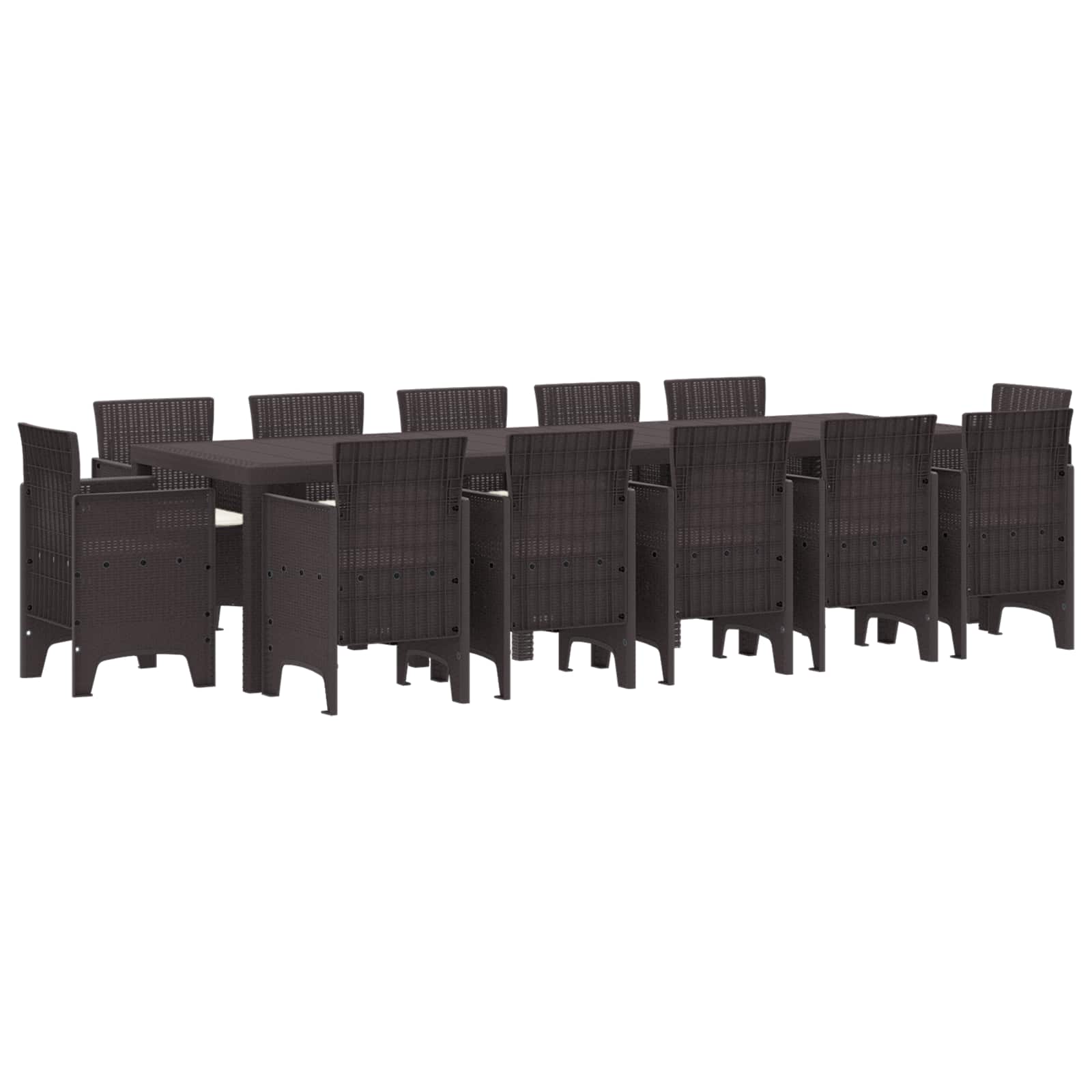Set da Pranzo per Giardino con cuscino 13 pcs Marrone Rattan | homemem39