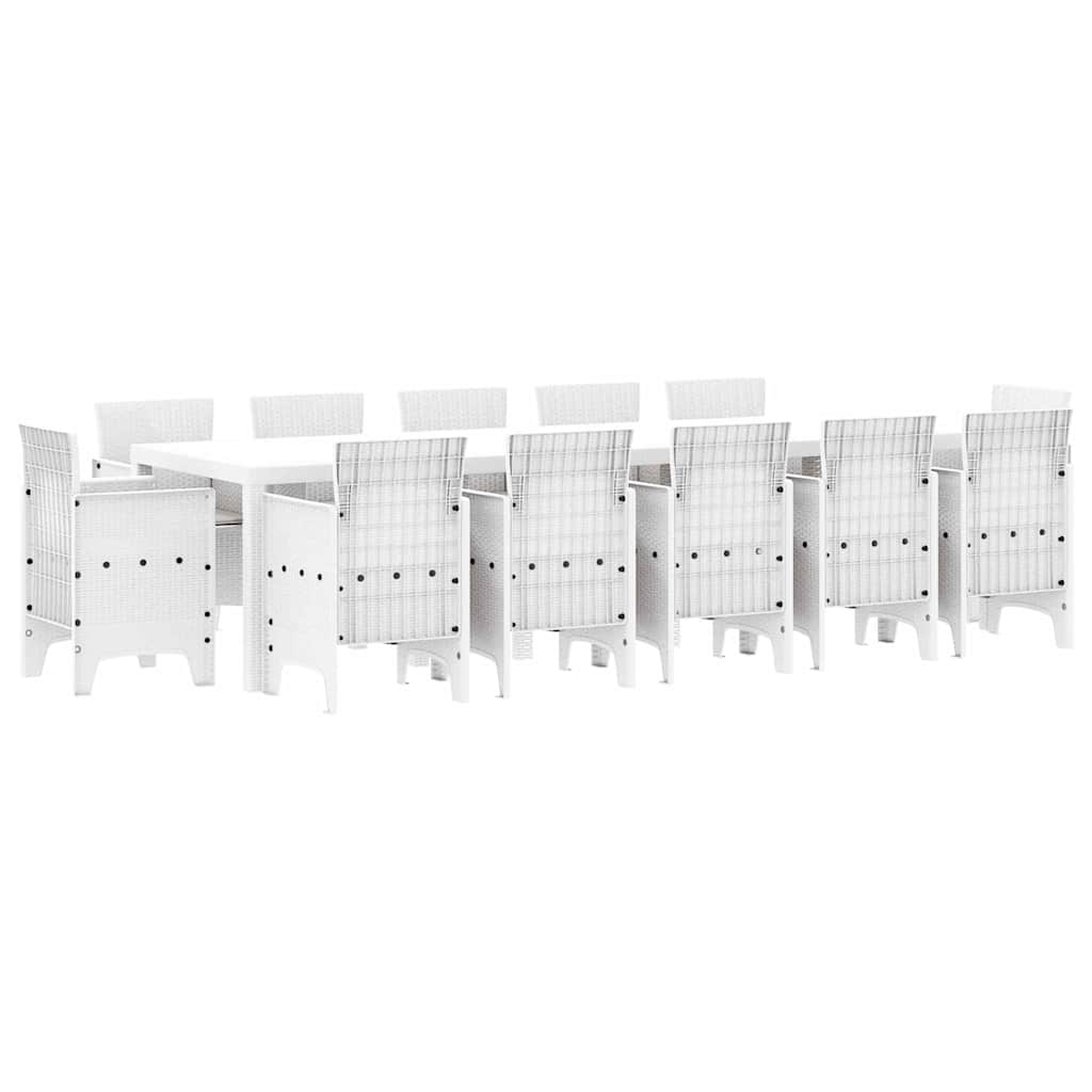 Set da Pranzo per Giardino 13 pcs Bianco e Grigio chiaro - homemem39