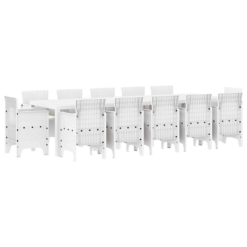 Set da Pranzo per Giardino con cuscino 13 pcs Bianco | homemem39