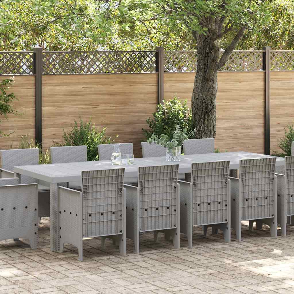 Set da Pranzo per Giardino 13 pcs Grigio chiaro Poly Rattan - homemem39