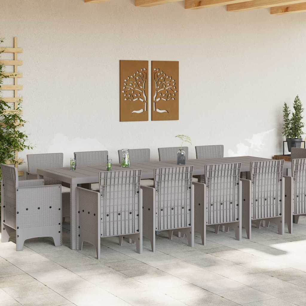 Set da Pranzo per Giardino con cuscino 13 pcs Grigio chiaro - homemem39
