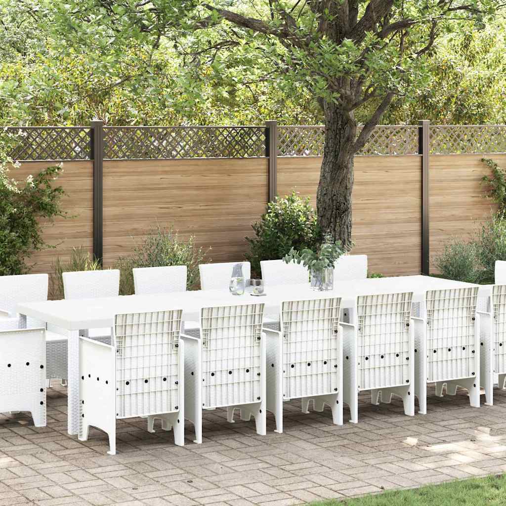Set da Pranzo per Giardino 15 pcs Bianco Rattan Polt - homemem39