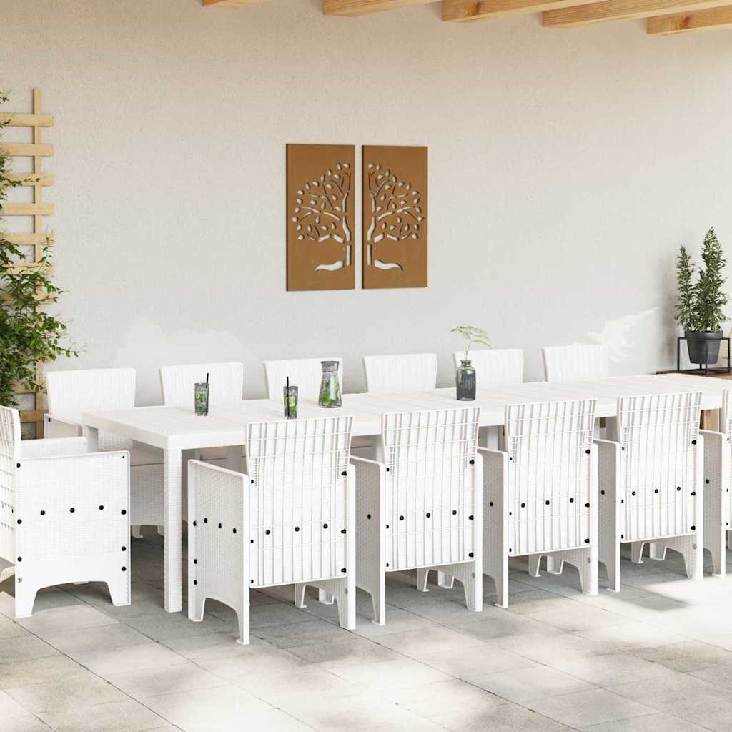 Set da Pranzo per Giardino 15 pcs Bianco Rattan Polt - homemem39