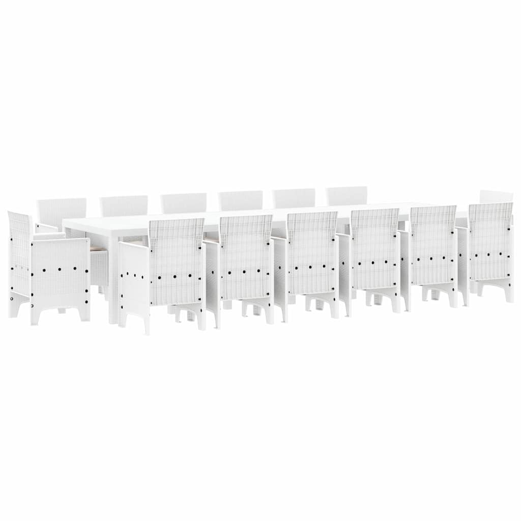 Set da Pranzo per Giardino 15 pcs Bianco Rattan Polt - homemem39