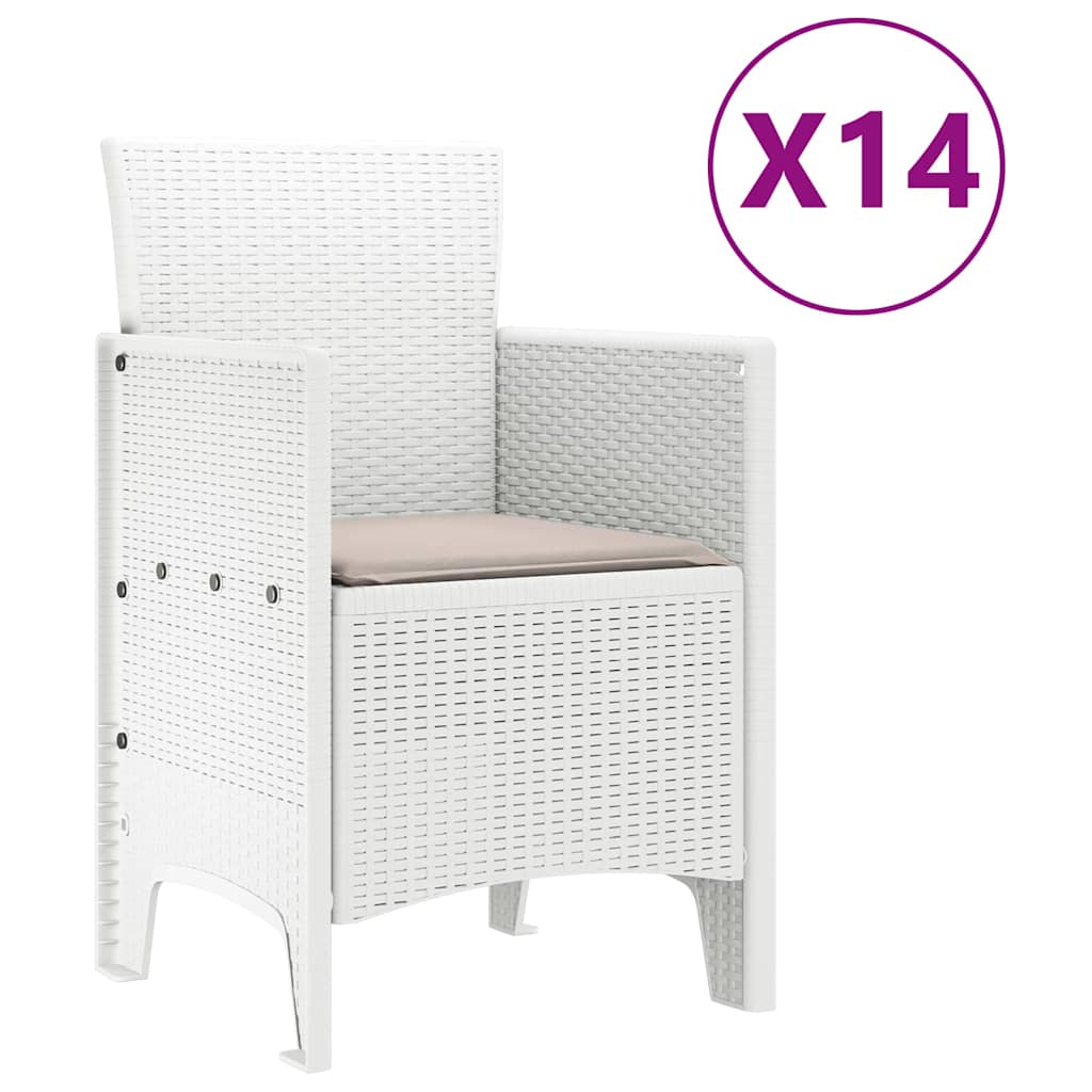 Set da Pranzo per Giardino 15 pcs Bianco Rattan Polt - homemem39