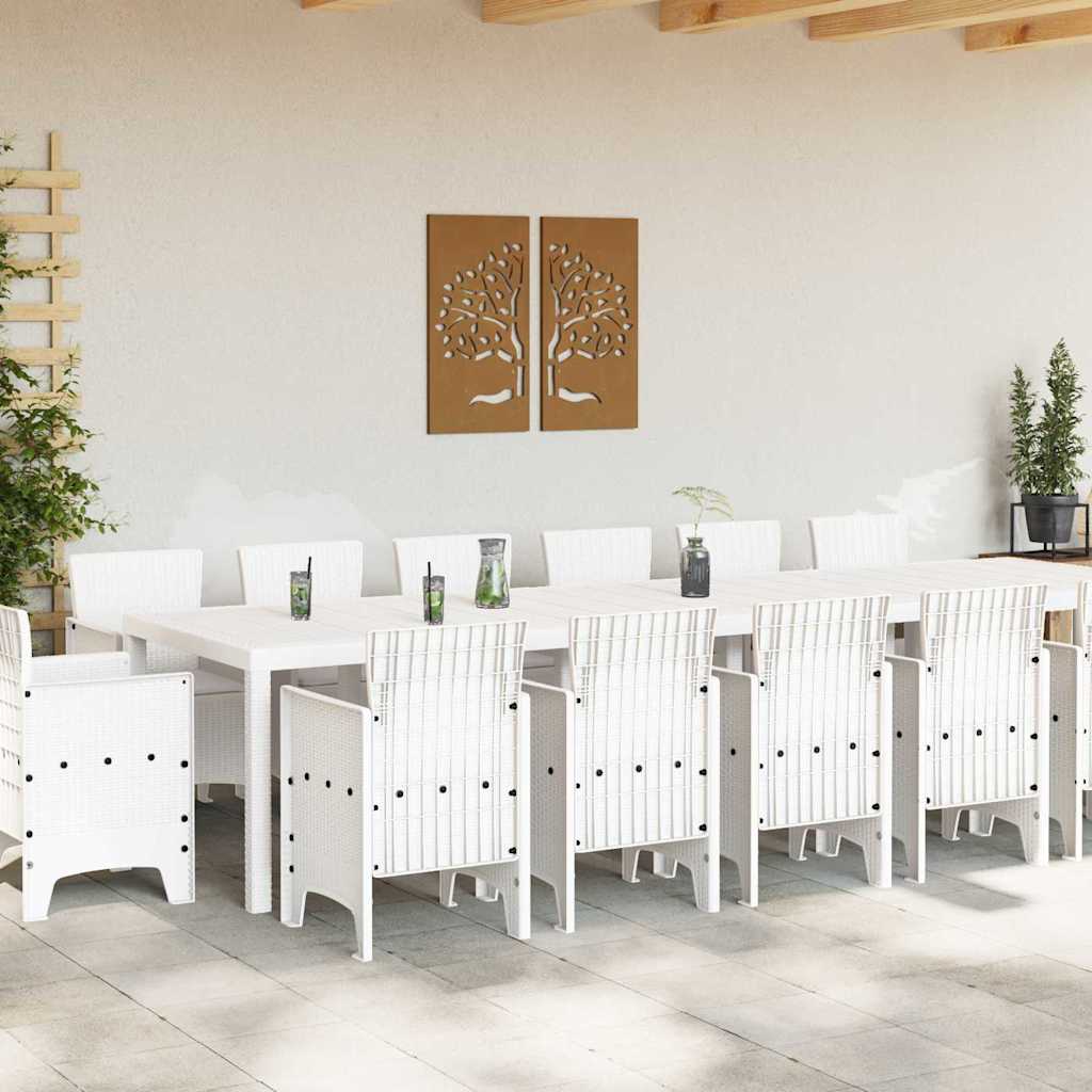 Set da Pranzo per Giardino 15 pcs Bianco Rattan Polt - homemem39