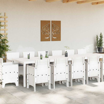 Set da Pranzo per Giardino 15 pcs Bianco Rattan Polt - homemem39