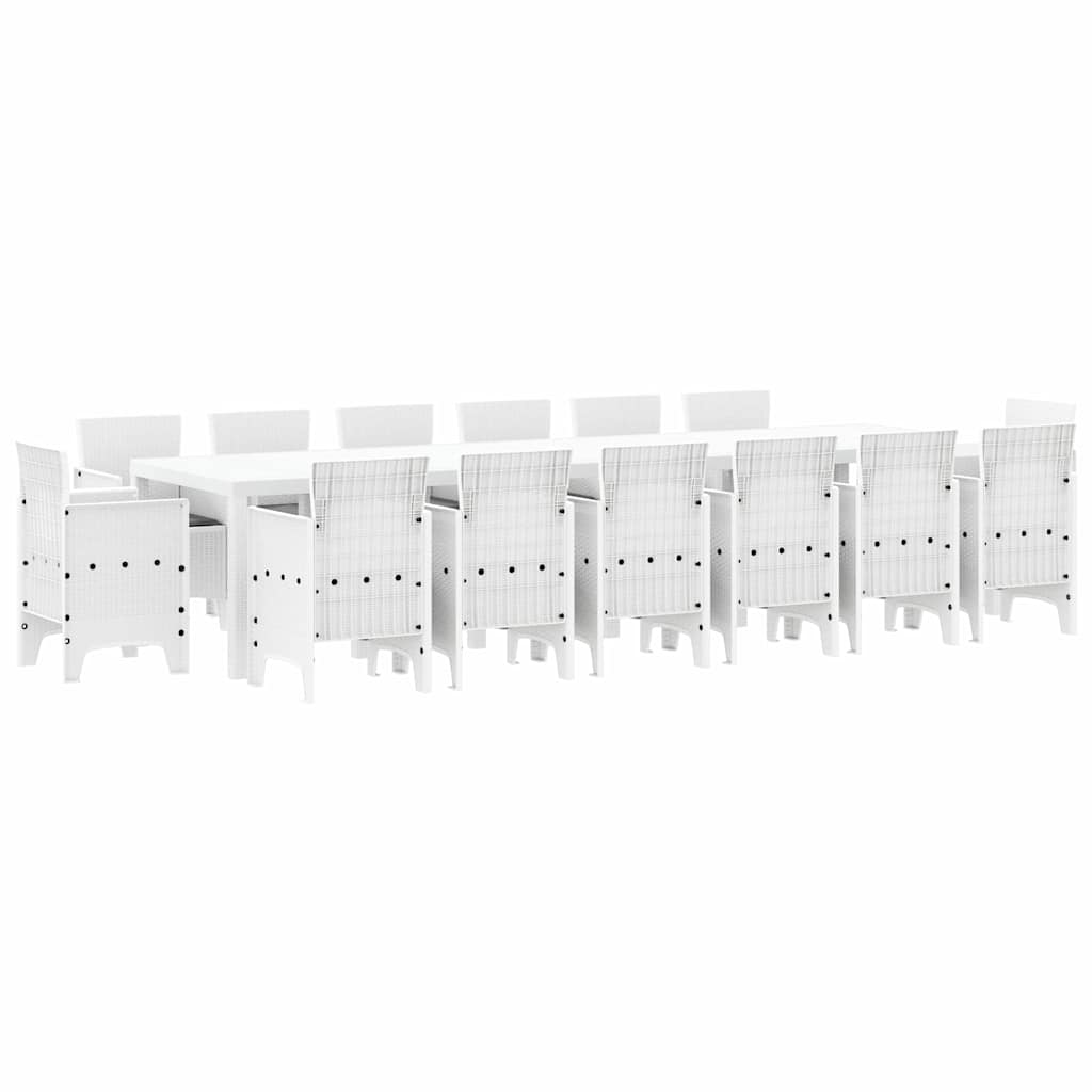 Set da Pranzo per Giardino 15 pcs Bianco Rattan Polt - homemem39