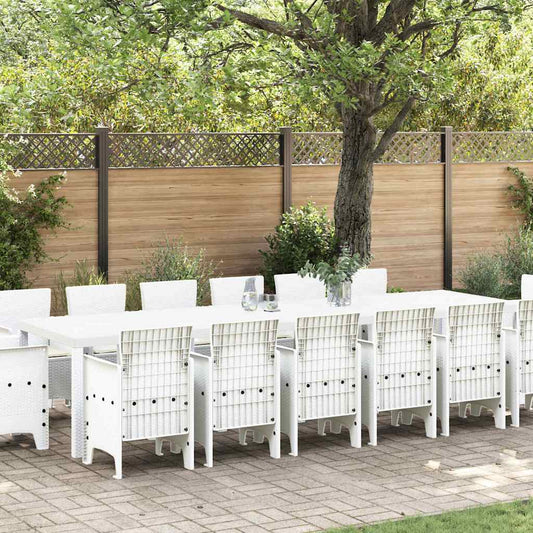 Set da Pranzo per Giardino 15 pcs Bianco Rattan Polt - homemem39