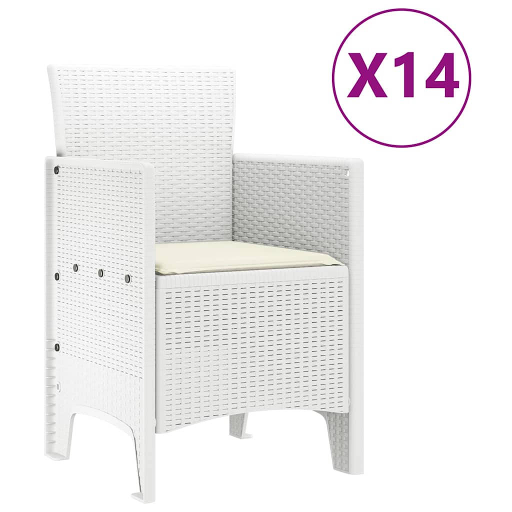 Set da Pranzo per Giardino 15 pcs Bianco Rattan Polt - homemem39