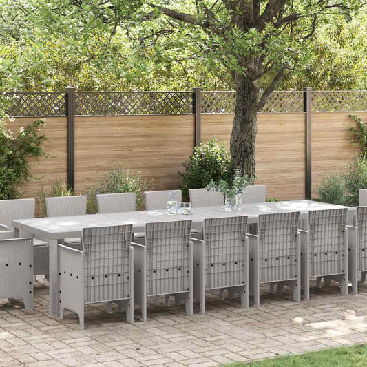 Set da Pranzo per Giardino 15 pcs Grigio chiaro Rattan Polt - homemem39