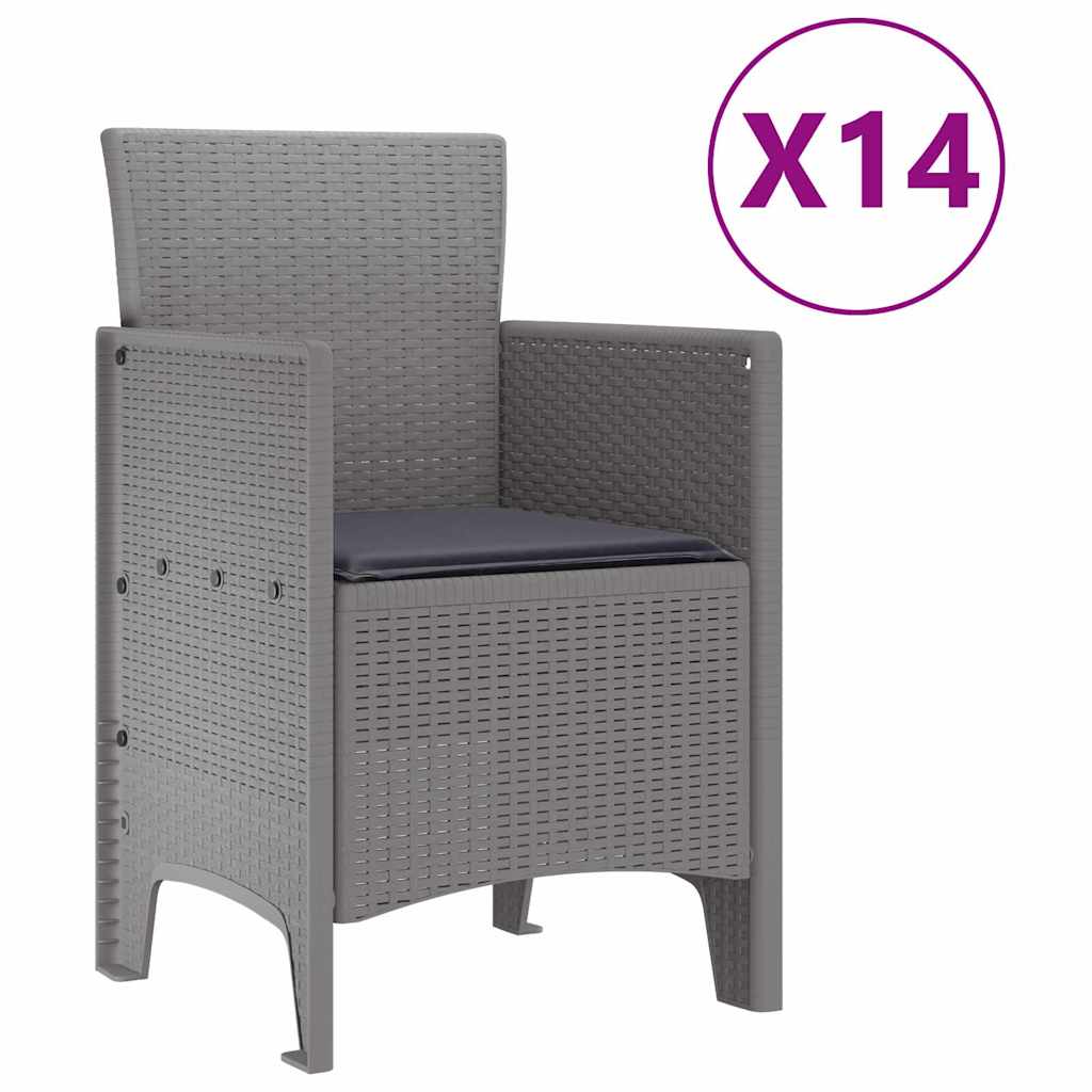 Set da Pranzo per Giardino 15 pcs Grigio chiaro Rattan Polt - homemem39