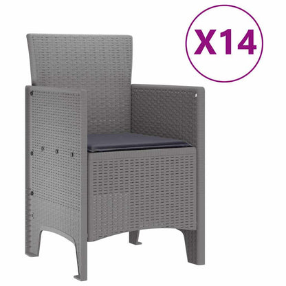 Set da Pranzo per Giardino 15 pcs Grigio chiaro Rattan Polt - homemem39