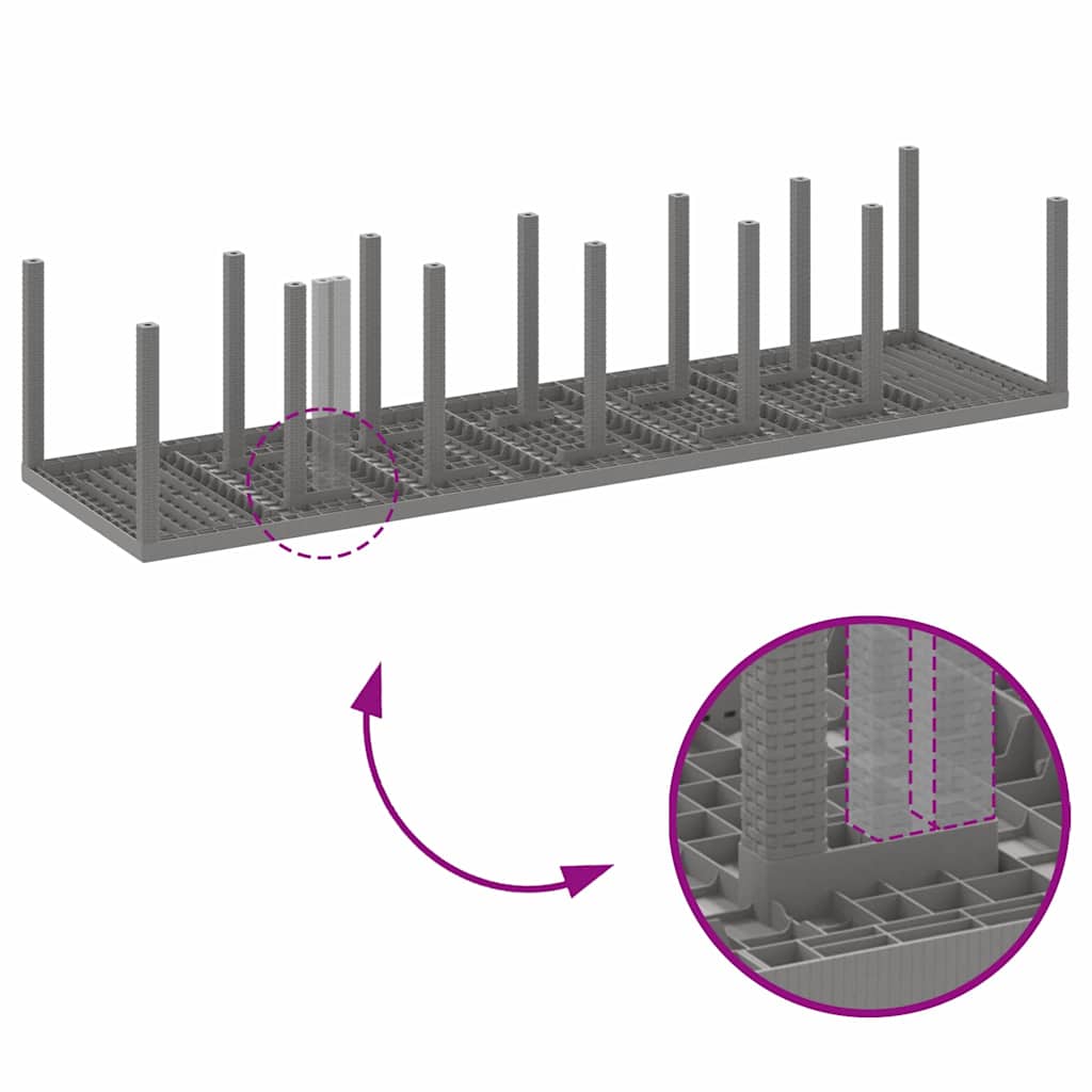 Set da Pranzo per Giardino 15 pcs Grigio chiaro Rattan Polt - homemem39