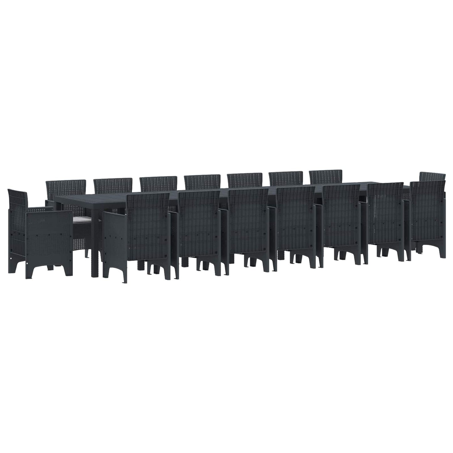 Set da pranzo da giardino con cuscini 17 pcs Antracite PP