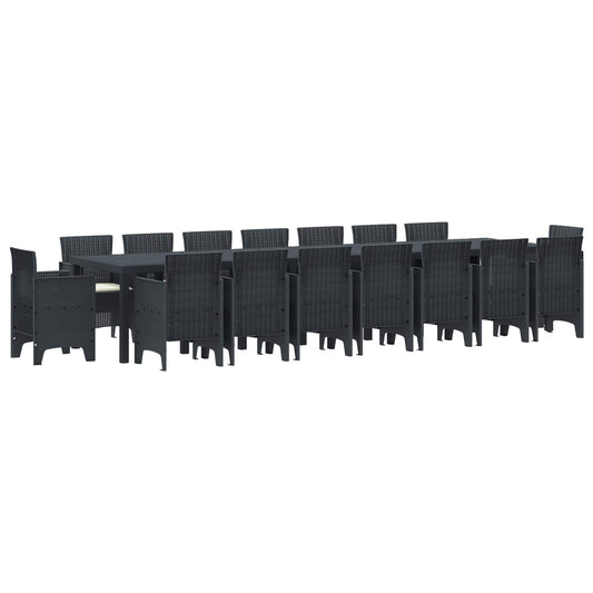 Set da pranzo da giardino con cuscini 17 pcs Antracite PP