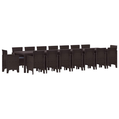 Set da pranzo da giardino con cuscini 17 pcs Marrone PP