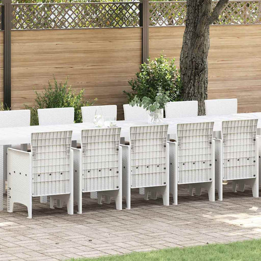 Set da Pranzo per Giardino 17 pcs Bianco Rattan Polt - homemem39