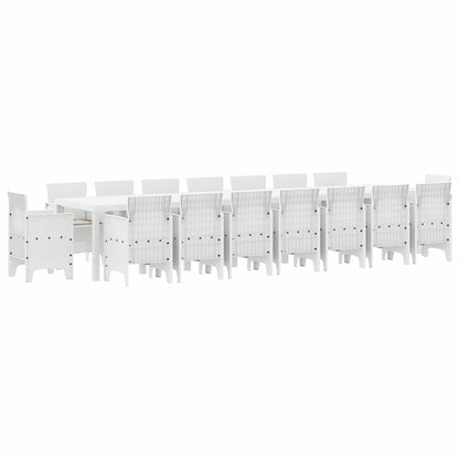 Set da Pranzo per Giardino 17 pcs Bianco Rattan Polt - homemem39