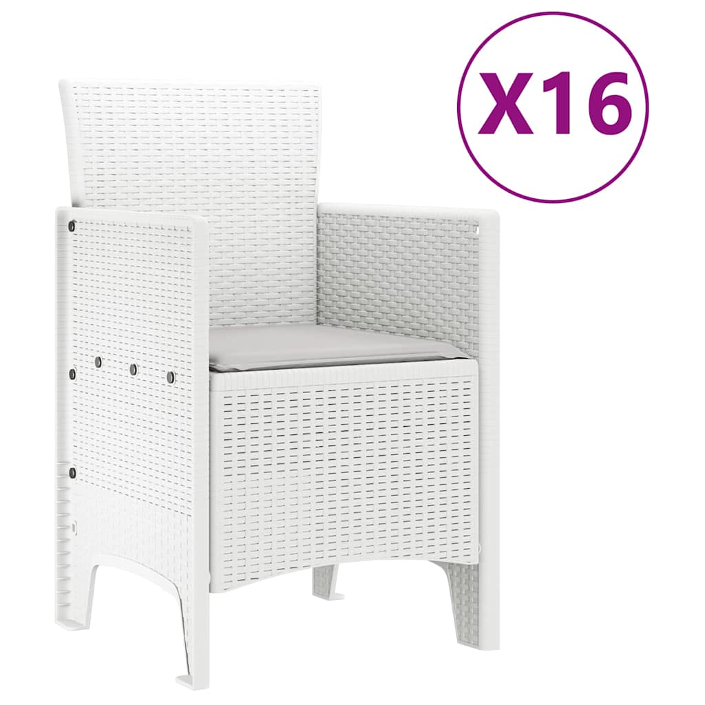 Set da Pranzo per Giardino 17 pcs Bianco Rattan Polt - homemem39