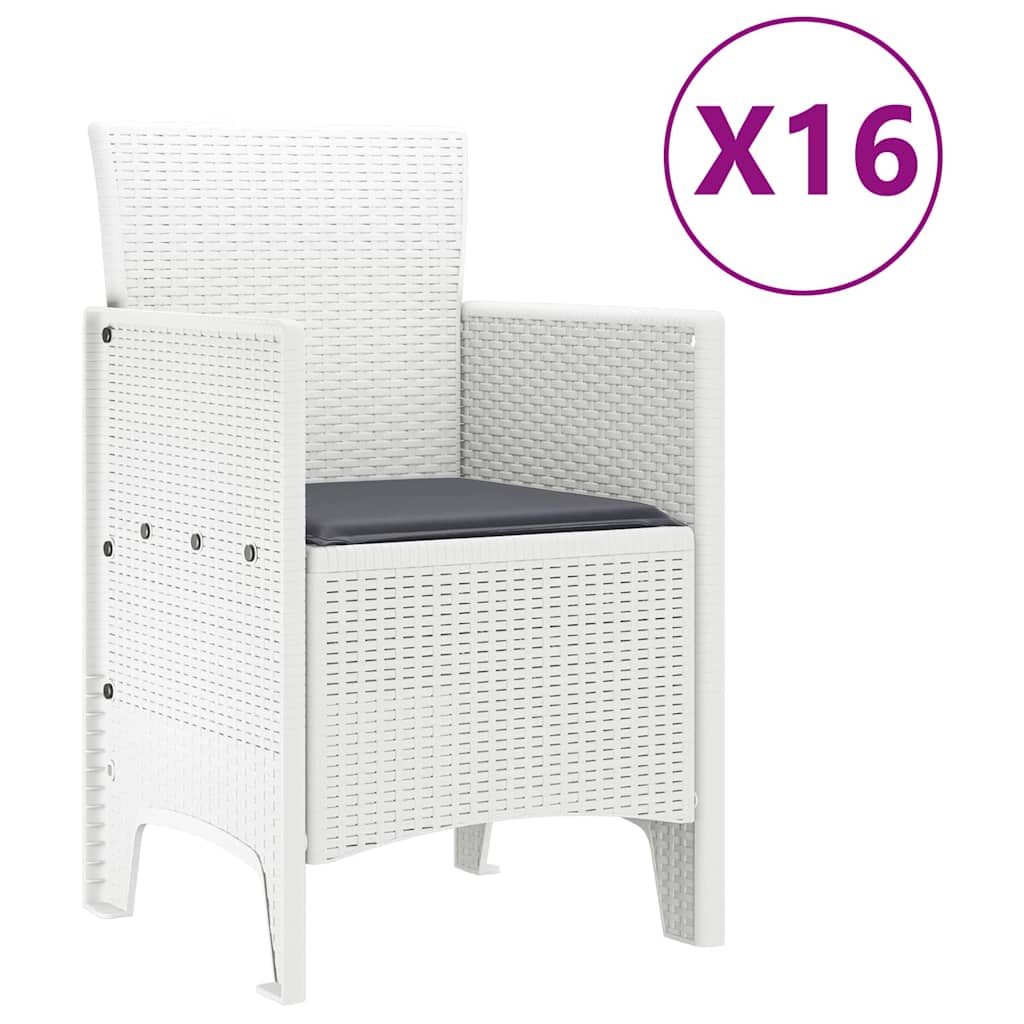 Set da Pranzo per Giardino 17 pcs Bianco Rattan Polt - homemem39