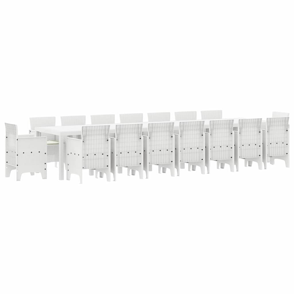 Set da Pranzo per Giardino 17 pcs Bianco Rattan Polt - homemem39