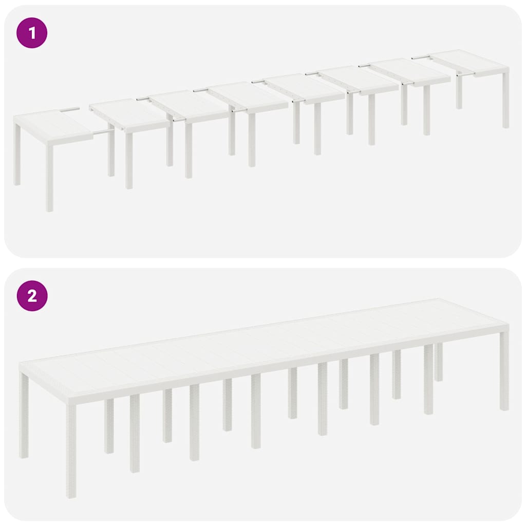 Set da pranzo da giardino con cuscini 17 pz Bianco PP