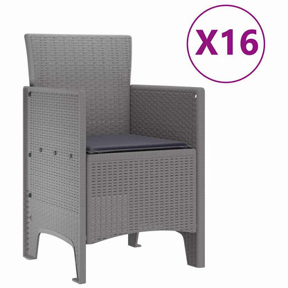 Set da Pranzo per Giardino 17 pcs Grigio chiaro Rattan Polt - homemem39