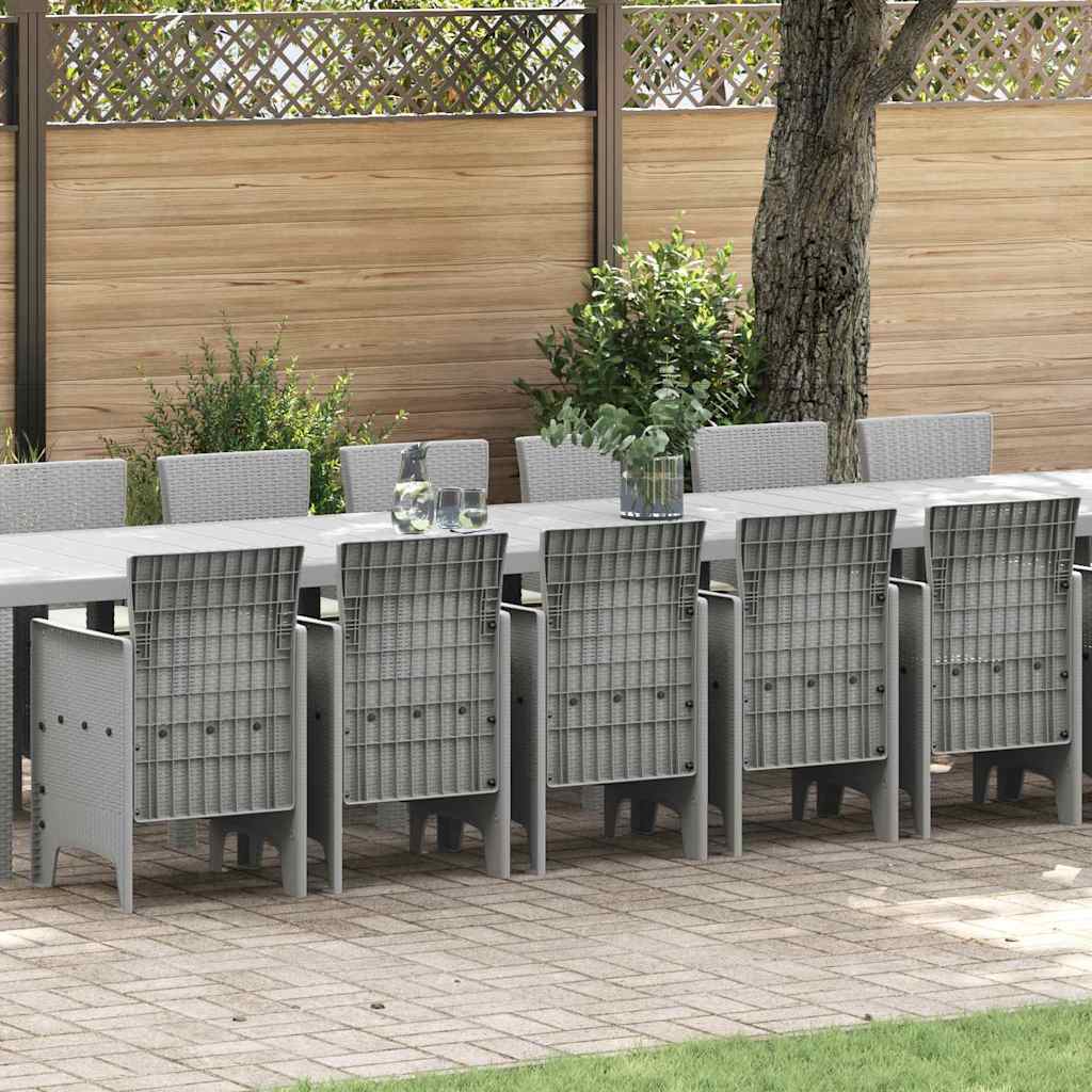 Set da Pranzo per Giardino 17 pcs Grigio chiaro Rattan Polt - homemem39