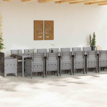 Set da Pranzo per Giardino 17 pcs Grigio chiaro Rattan Polt - homemem39
