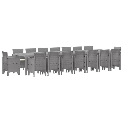 Set da Pranzo per Giardino 17 pcs Grigio chiaro Rattan Polt - homemem39