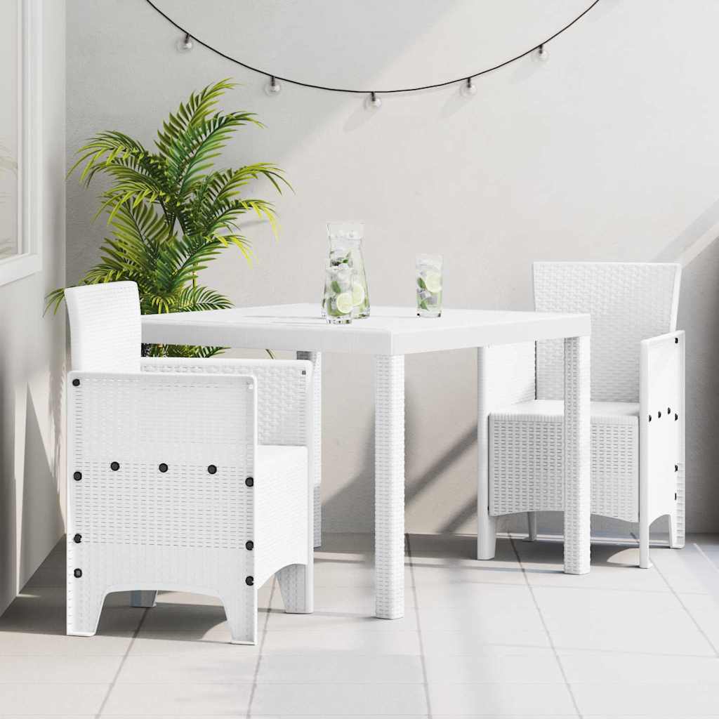 Set da Pranzo per Giardino 3 pcs Bianco Rattan Polt - homemem39