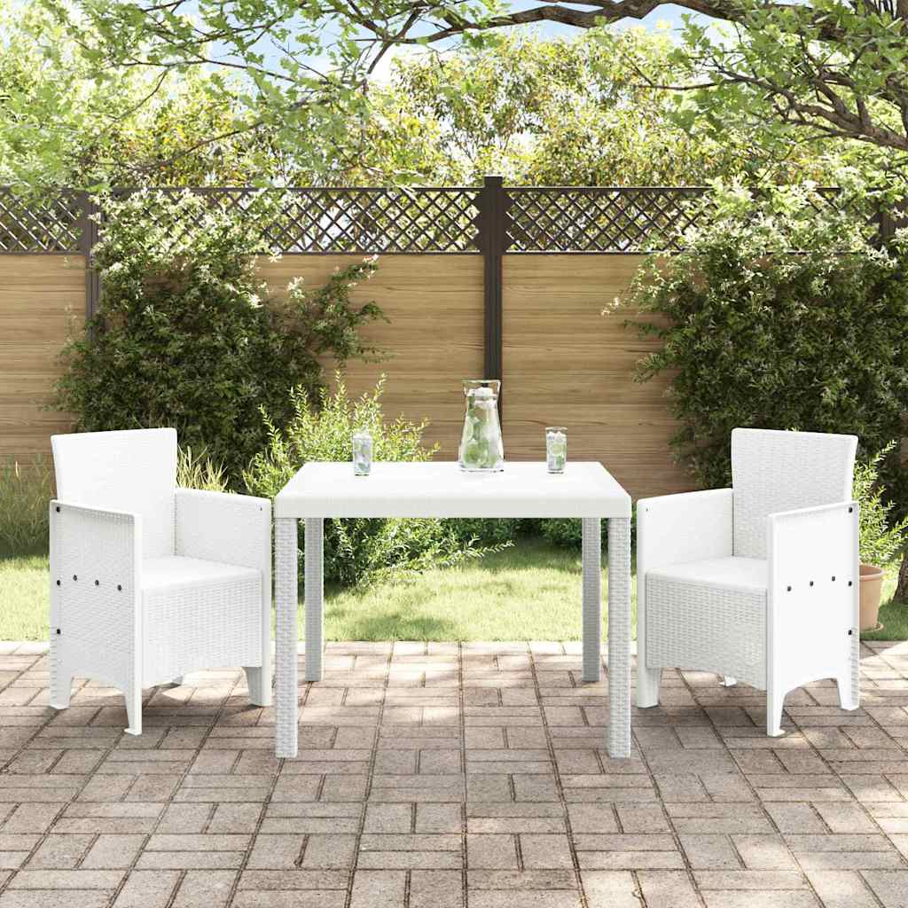Set da Pranzo per Giardino 3 pcs Bianco Rattan Polt - homemem39