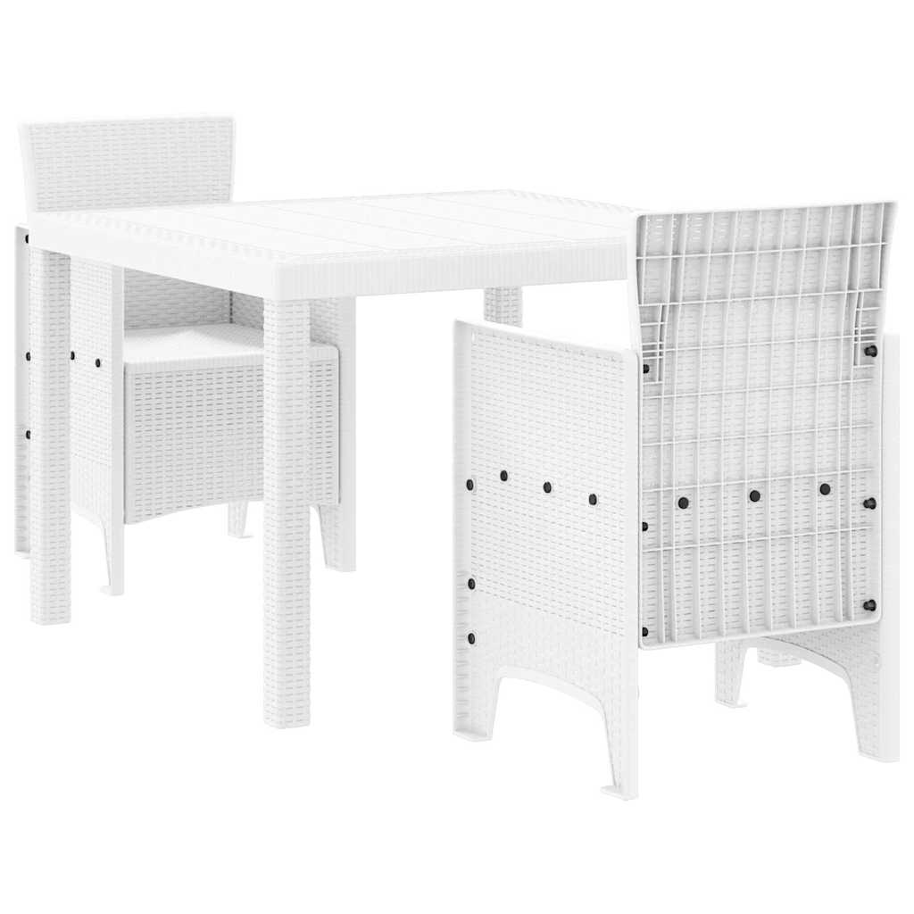 Set da Pranzo per Giardino 3 pcs Bianco Rattan Polt - homemem39