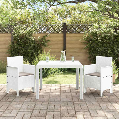 Set da Pranzo per Giardino 3 pz Bianco Polipropilene