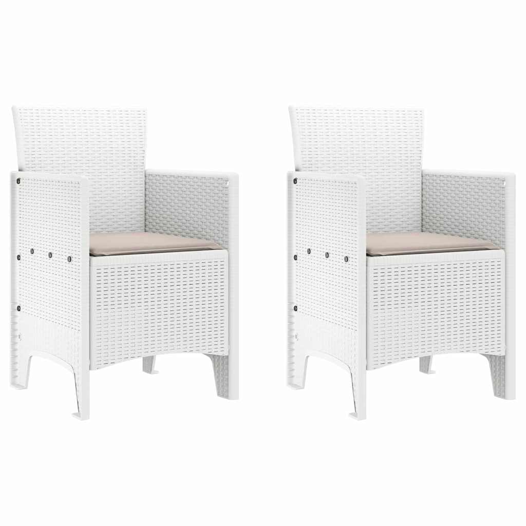Set da Pranzo per Giardino 3 pcs Bianco Rattan Polt - homemem39