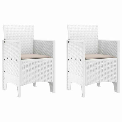 Set da Pranzo per Giardino 3 pcs Bianco Rattan Polt - homemem39