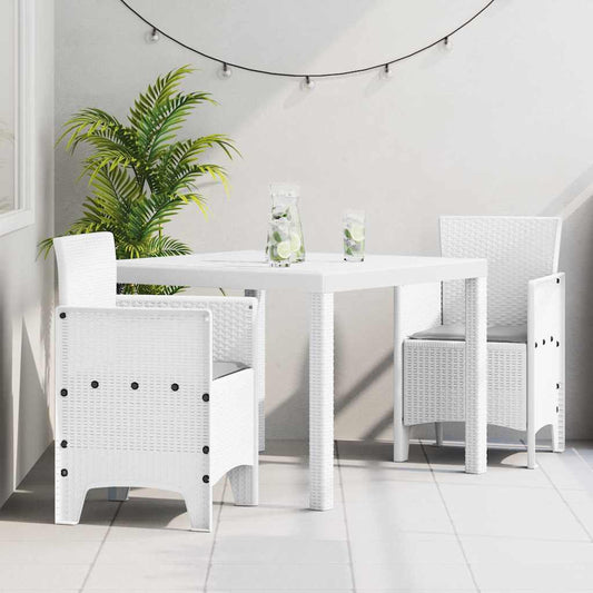 Set da Pranzo per Giardino 3 pcs Bianco Rattan Polt - homemem39