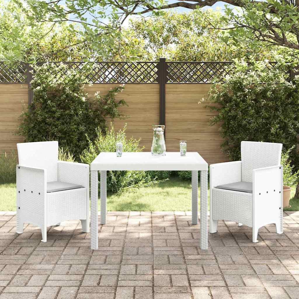 Set da Pranzo per Giardino 3 pz Bianco Polipropilene