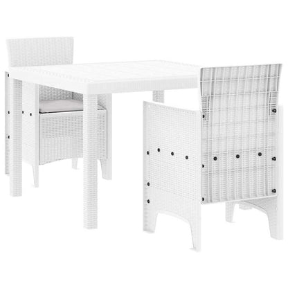 Set da Pranzo per Giardino 3 pz Bianco Polipropilene